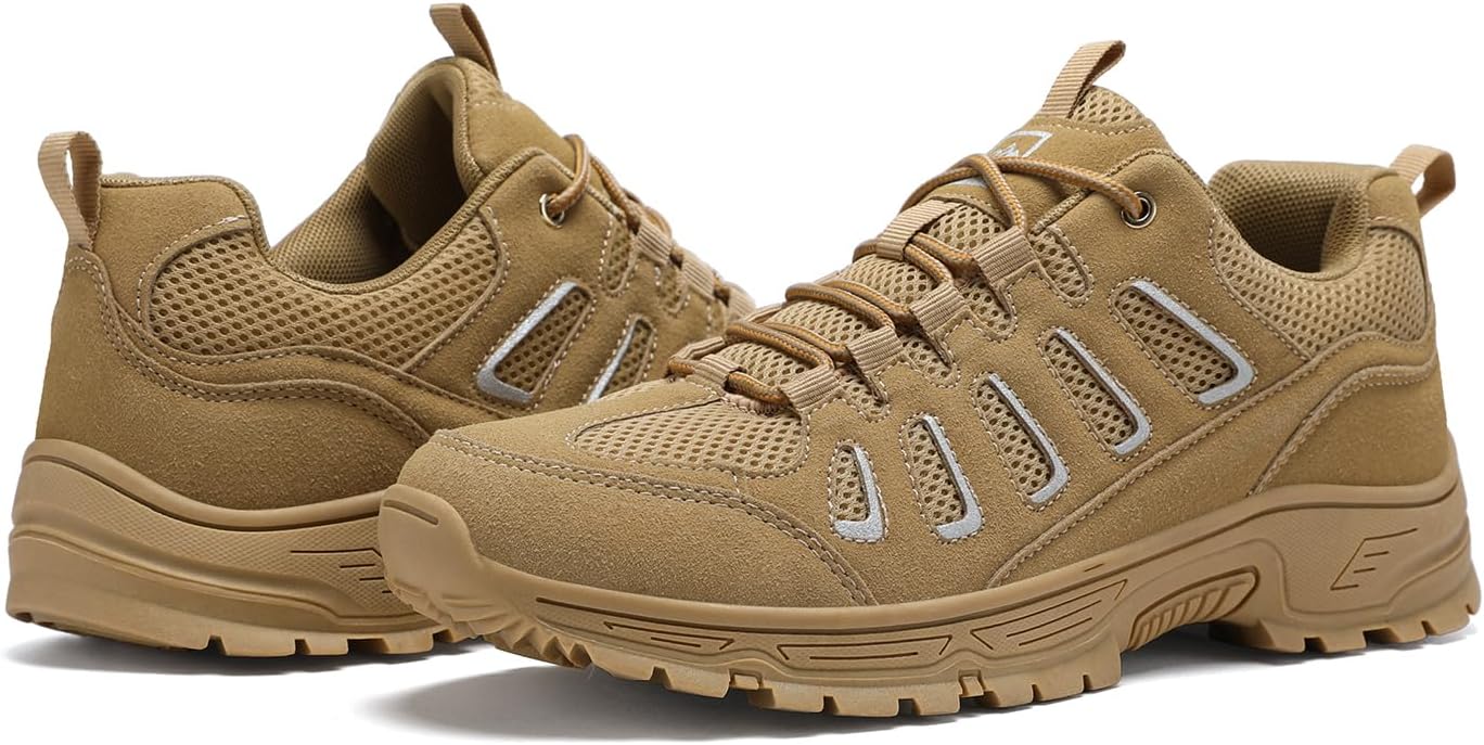 QUH Men's Hiking Shoes Outdoor Breathable Waterproof Non-Slip Low-top Sports Shoes for Fitness, Outdoor Camping, Walking