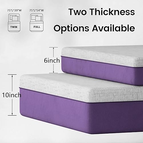 Miniatura 2 de Colchón de tamaño individual – Colchón de espuma viscoelástica de gel refrescante de 6 pulgadas en una caja, infusión de gel para un sueño más