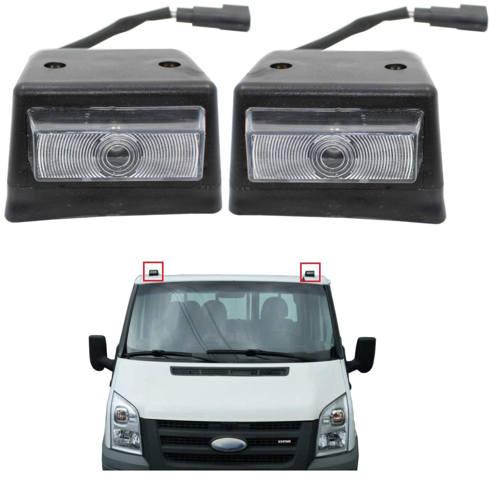 Coppia di luci di segnalazione per tetto con cavo esterno sinistro e destro, per Ford Transit Tipper Mk5 Mk6 Mk7 1992-2014 4601925 4601919 3C1615K490AA 3C1615K491AA