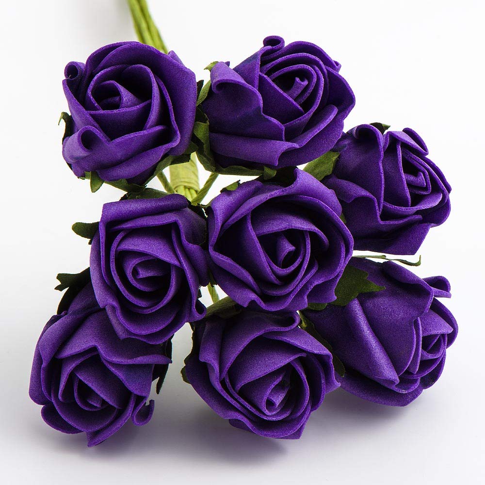 Italian Options Colourfast Artificial Foam Rose Flowers Wedding Bouquet, 3cm, Purple