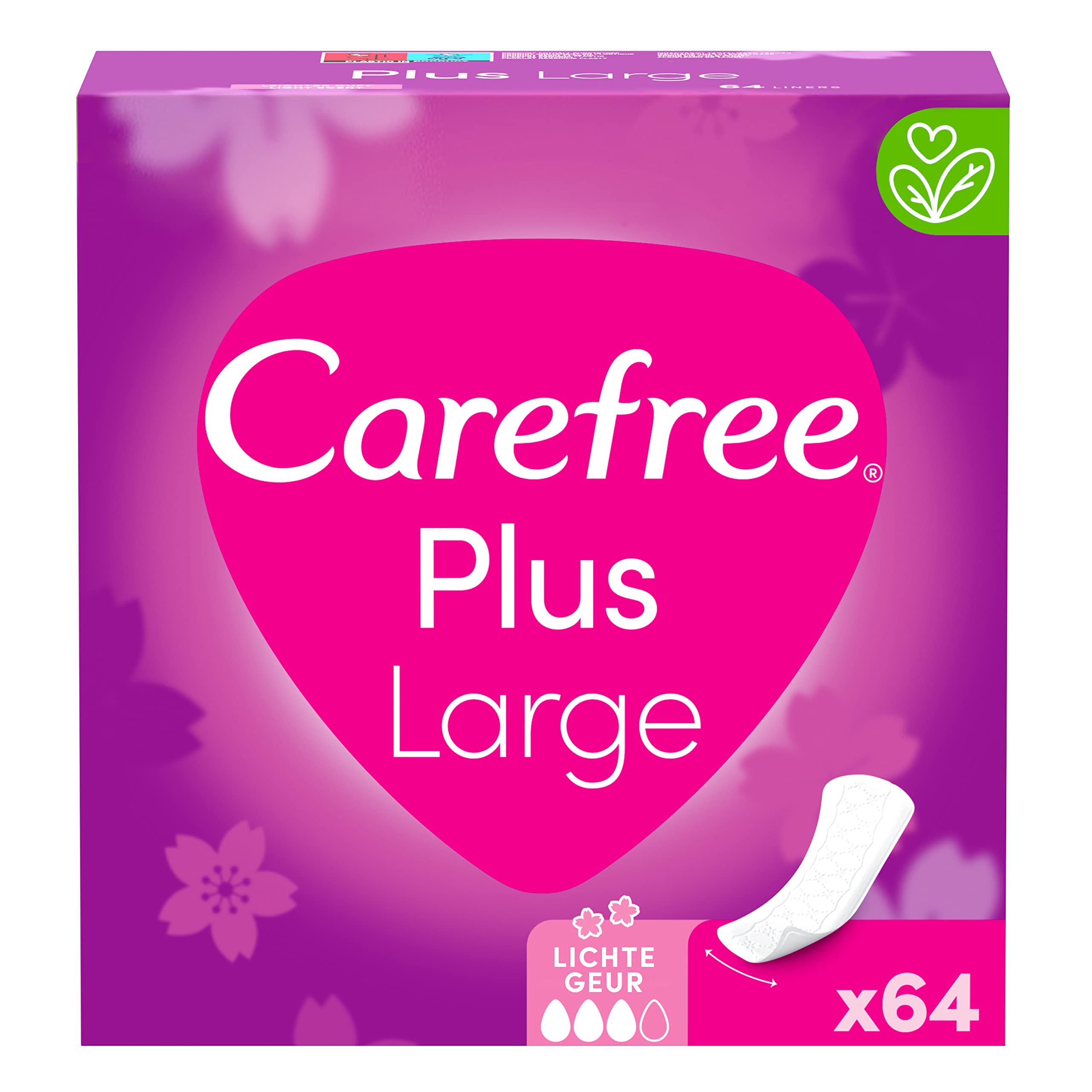 CarefreeCarefree Plus Large Panty Liners with Ultimate Improved Core, Light Perfume, Absorption Rate Three, Size L, Extra Wide, Pack of 64