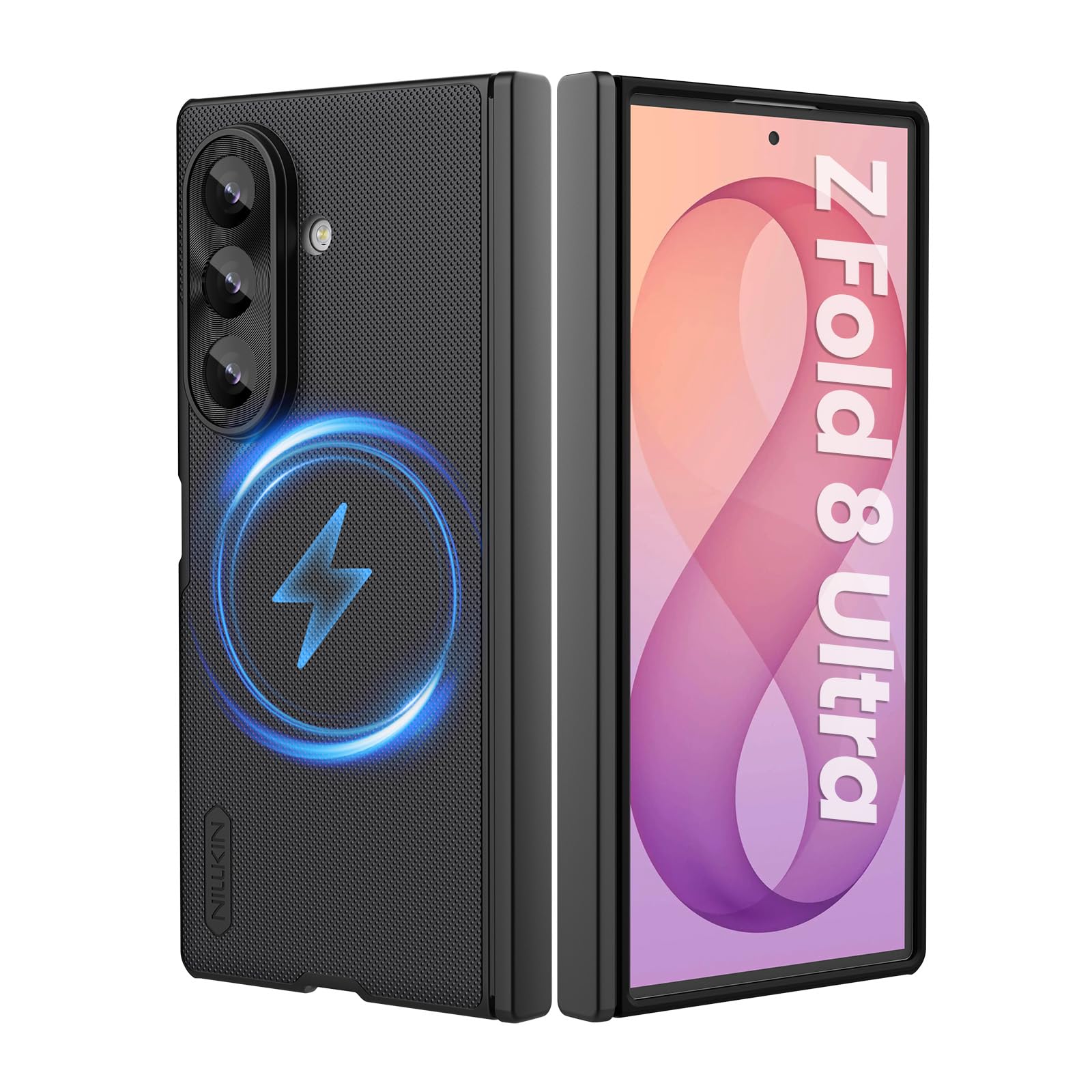 Nillkin für Samsung Galaxy Z Fold 8 Ultra Hülle, Kompatibel mit Magsafe, Scharnierschutz Slim Schutzhülle, Frosted Shield Fold Hart PC Anti-Kratz Dünn Handyhülle, Schwarz