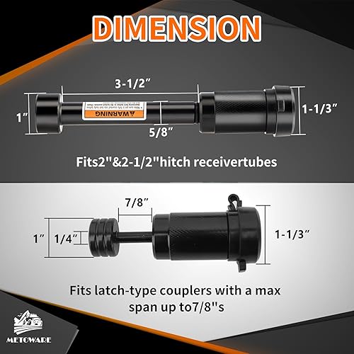 Miniatura 3 de METOWARE Juego de cerradura de enganche y acoplador con llave igual 58 pulgadas de diámetro de 3-12 pulgadas de largo para receptor de clase III IV