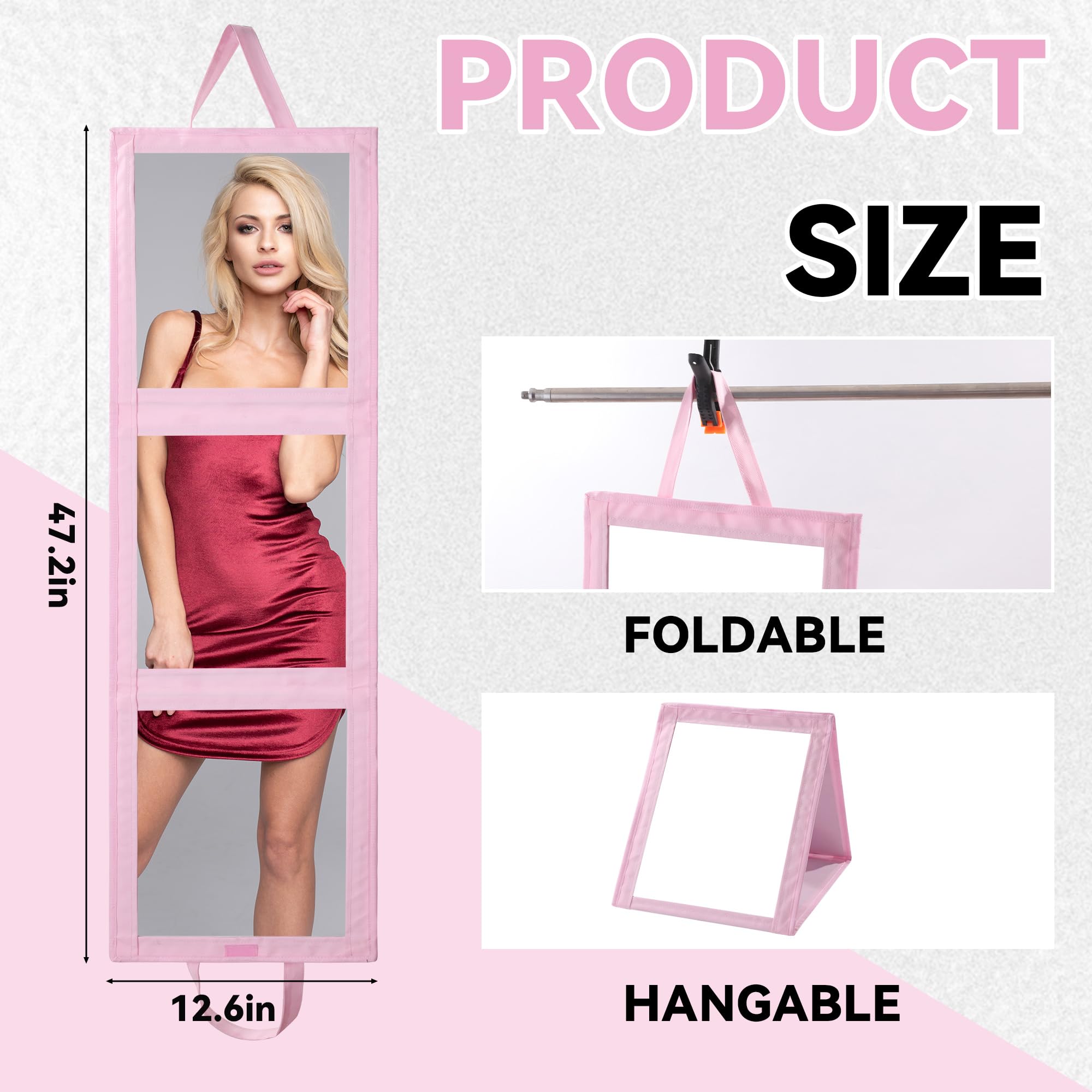ROYALAY Foldable Full Length Mirror with Handle - Portable Travel Mirror