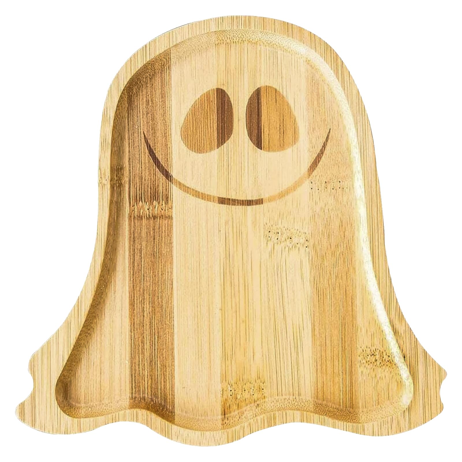 Halloween Pumpkin Plate Halloween Wooden Tray Ghost Serving Tray Desktop Decorative Platters Charcuterie Board for Food Fruits Snack Dessert Tableware Dinner Table Party Supplies Buffet (Ghost)