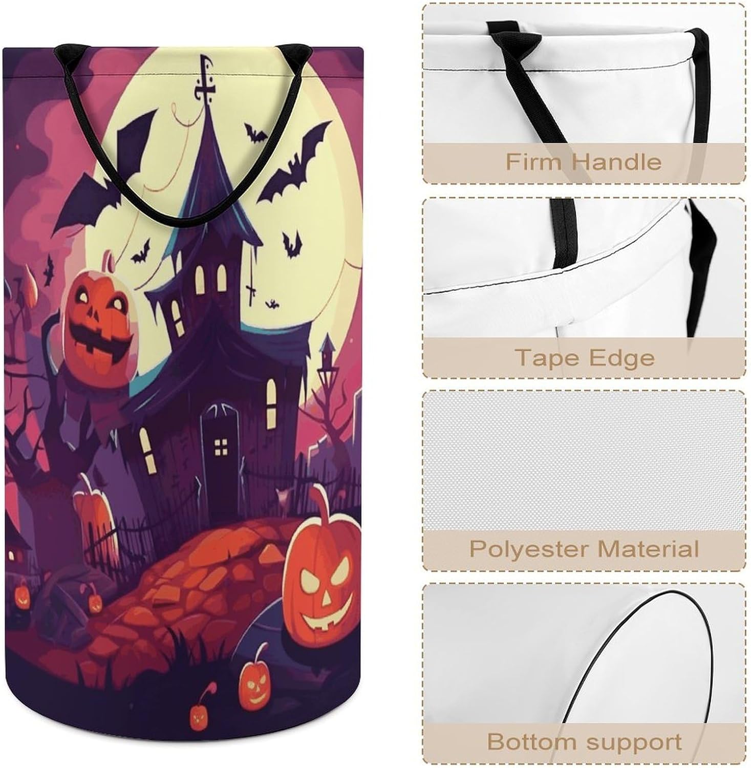Happy Halloween Laundry Basket Dirty Clothes Bin, Waterproof Laundry Hamper, Laundry Bag, Clothes Hamper Stands for Bedroom, Towels,Clothings image 4