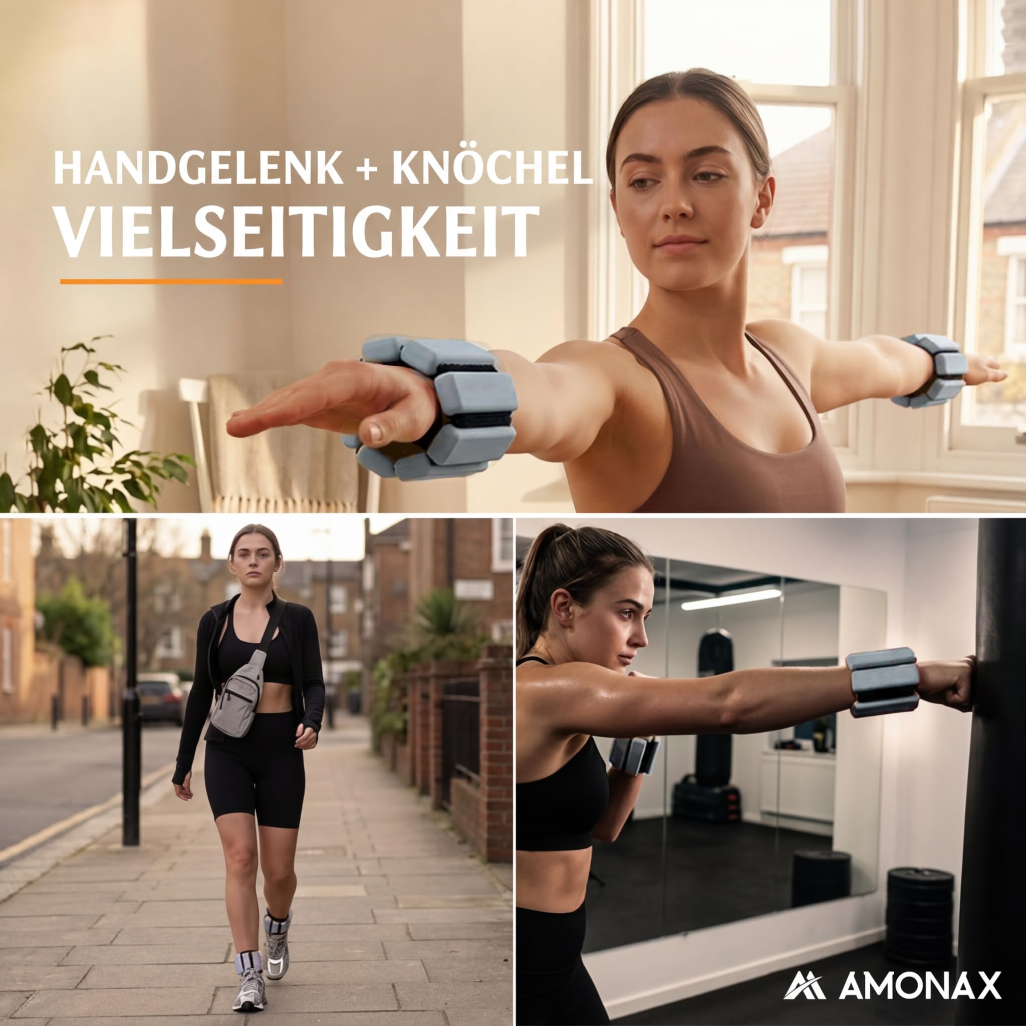 Amonax Gewichtsmanschetten Ankle Weights Set, Fitness Gewichte Für Beine Und Arme, 2x0,5kg Gewichte Handgelenk Für Frauen Männer, Pilates Gewichte Leg Weights
