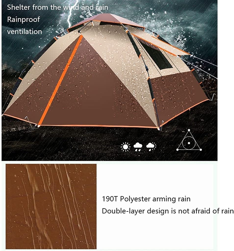 Tienda de Campaña, Tienda De Campaña De Apertura Automática Rápida, Tienda Instantánea De Doble Capa, Impermeable, Anti-UV para Senderismo Al Aire Libre, 3-4 Personas Tienda de Campaña Compacta (Colo