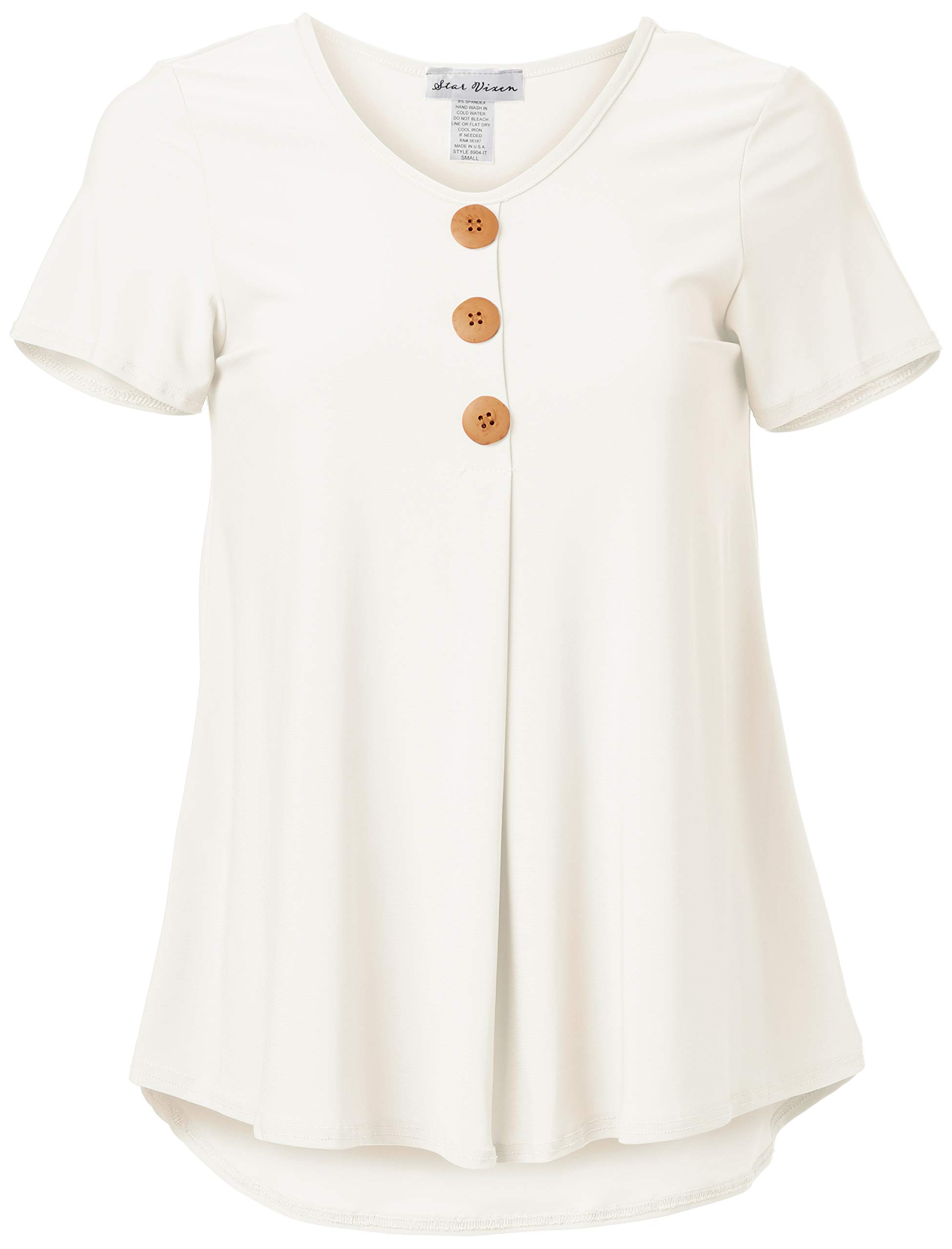 Star Vixen Women's Button Front Flowy Tank Top - Elbow Sleeve, Pleated Detail, Soft Silky Knit Fabric, Mint Color