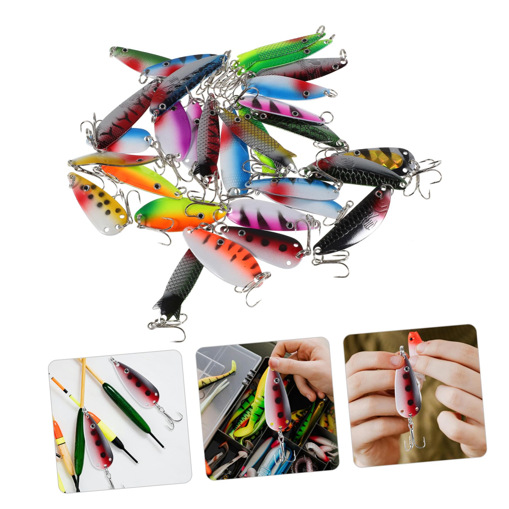 Lot de 30 Cuillères de Pêche en Fer, Leurres Poissons à Paillettes