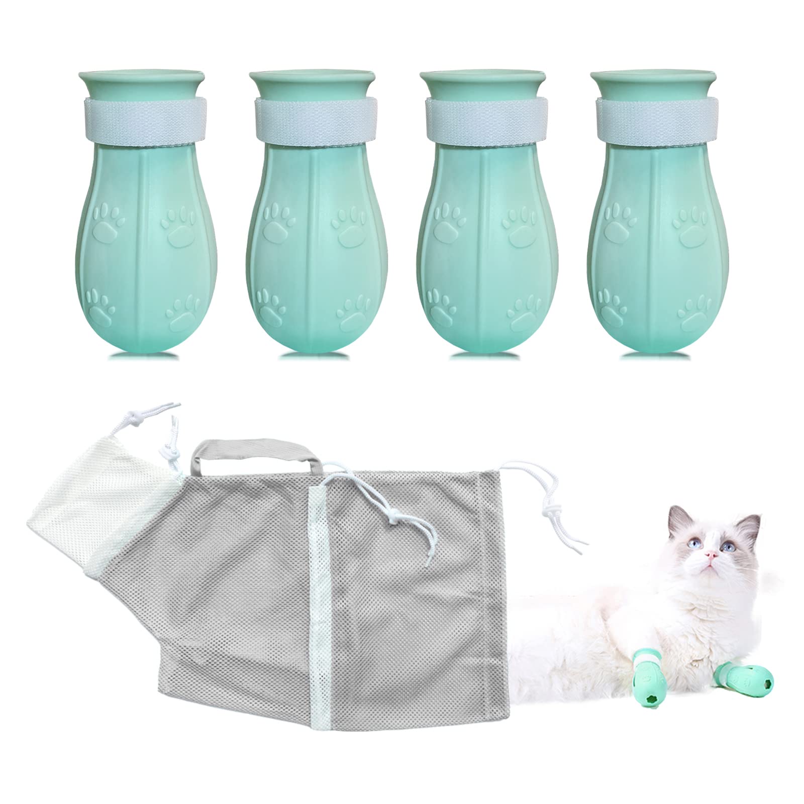 Bolsa de malla para aseo de gatos MSMUOEZ con zapatos de silicona y red antimordeduras