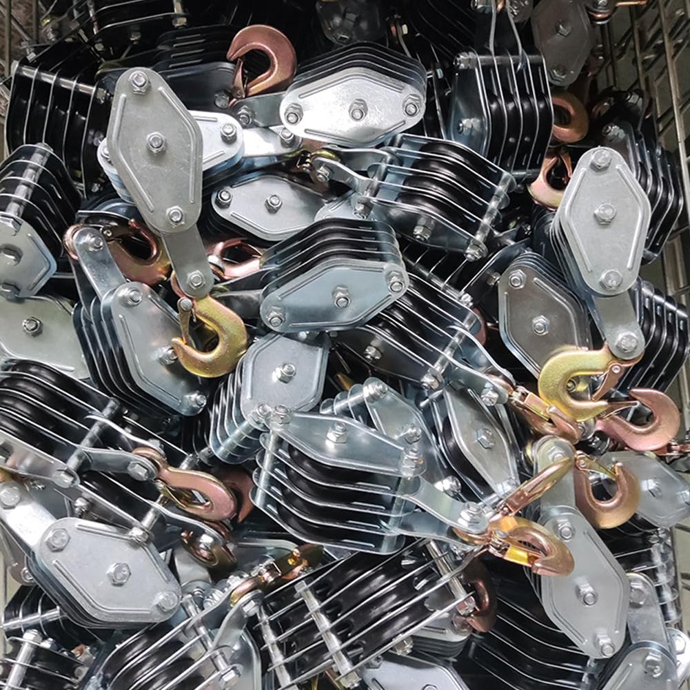 270 ° drehbare Seilrolle mit Haken aus Zinklegierung, Schwerlast-Polyethylen-Handkran, manuelles Hebegerät für Klimaanlagen-Installation, zuverlässiges Hebewerkzeug