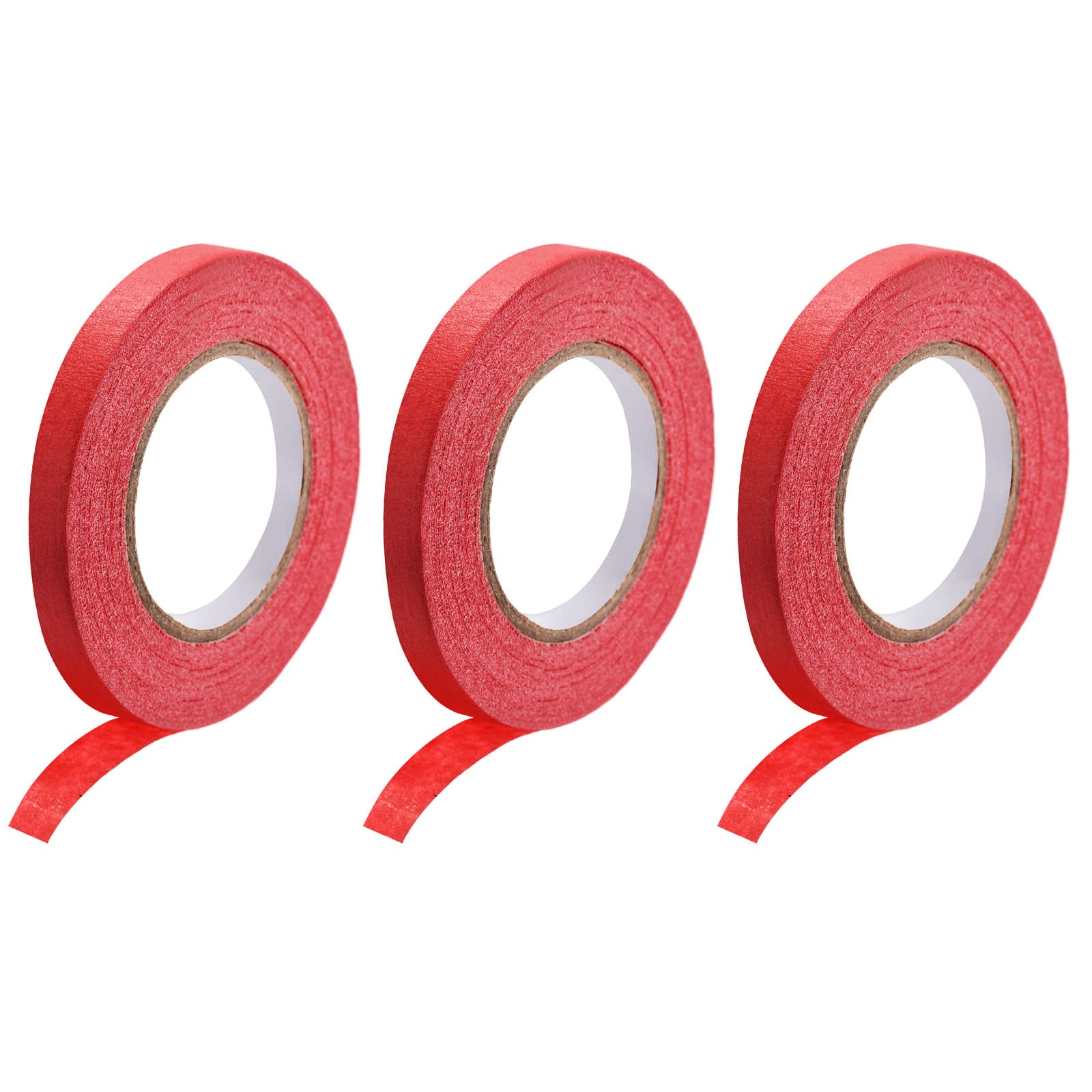 DMiotech 3Pcs 0.4 inch x 21 Yards Masking Tape Painters Tape Rolls for Crafts, Labeling, DIY Decorative Red