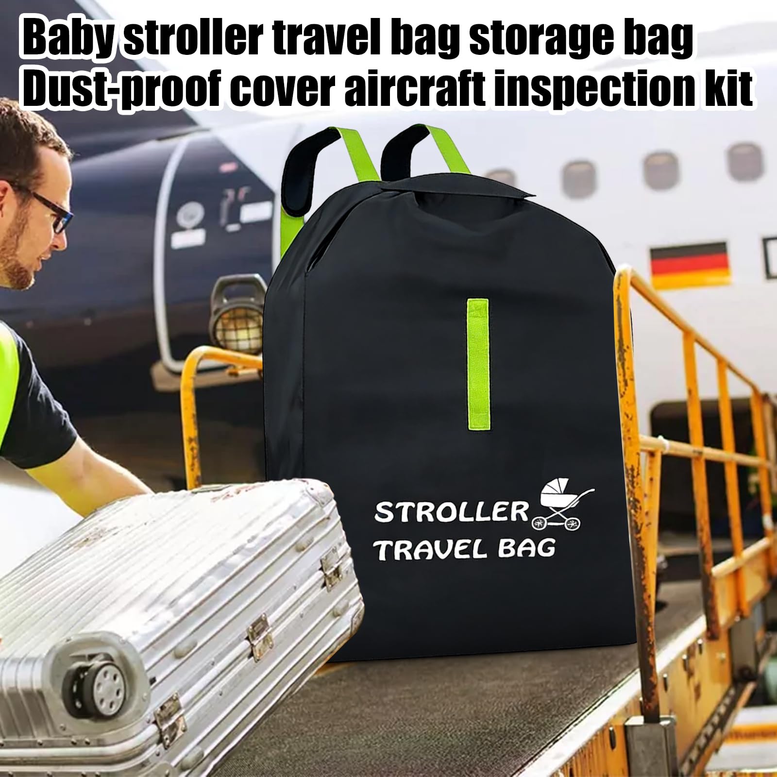 GOMETY Sac de Transport pour Poussette en Avion, Sac pour Poussette d'avion, Sac de Voyage Imperméable pour Poussette en Tissu Oxford, Sac de Rangement Imperméable pour Siège Auto Poussette