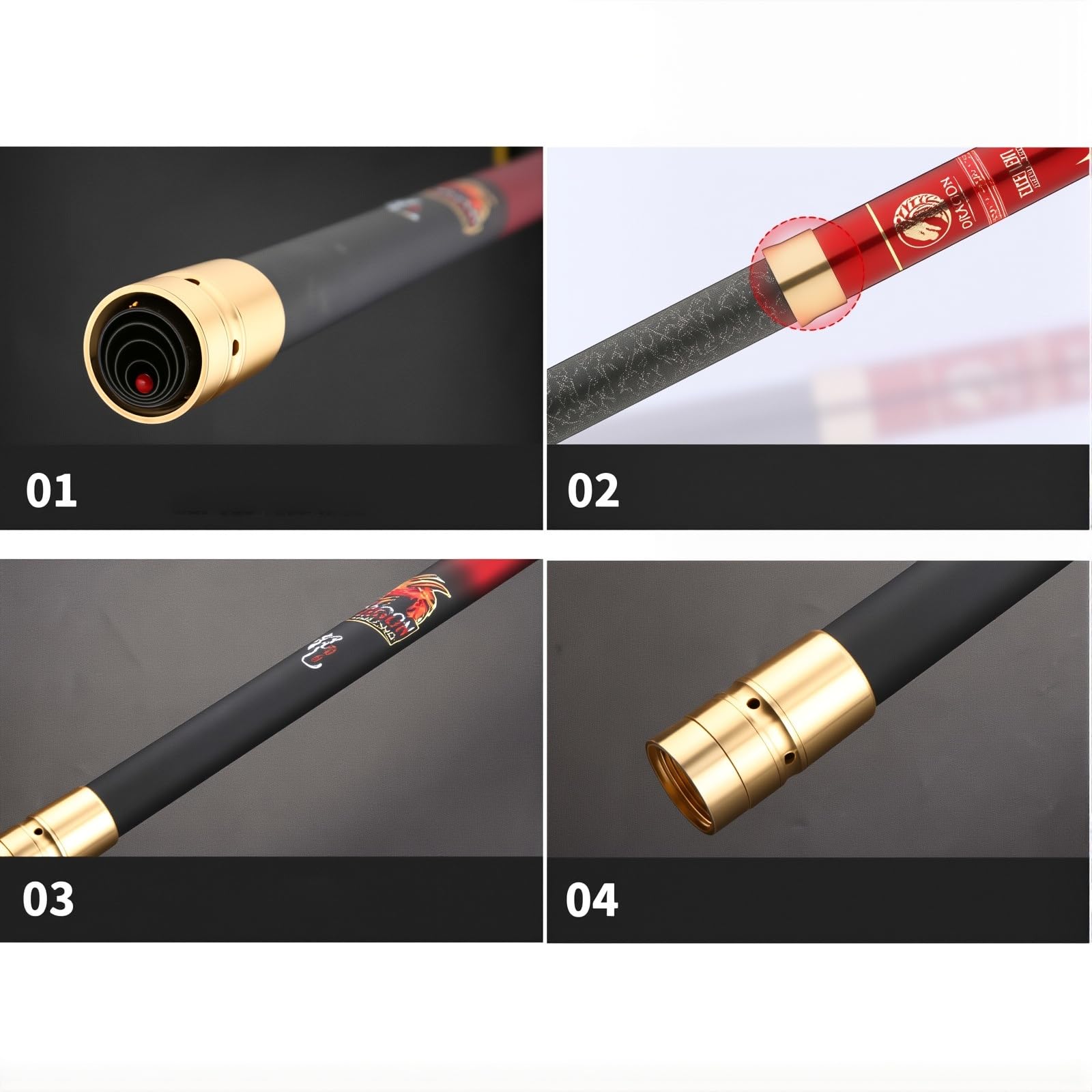 Canne à pêche télescopique en Carbone 8m-16m Ultra-LéGer Ultra-Dur Canne A Carpe Canne a Peche Chinoise Canne A Peche Au Coup Convient Aux Lacs RéServoirs RivièRes Et éTangs(Red,12m)