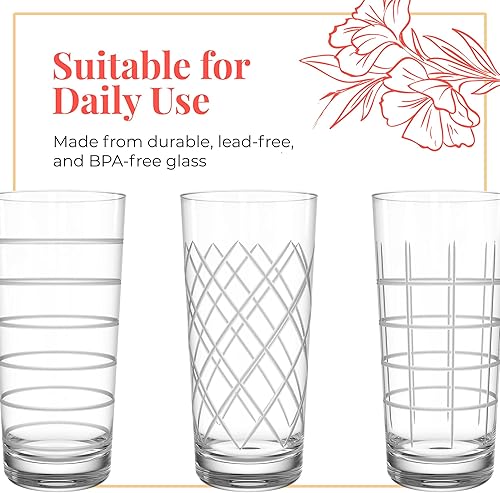 Miniatura 7 de Fifth Avenue Crystal Medallion - Vasos de agua de doble pared  Vasos de cóctel transparentes  Vasos de cóctel sin BPA y sin plomo  Vasos de vidrio