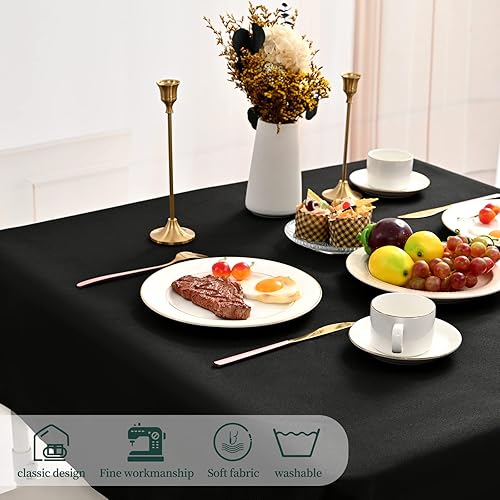 Miniatura 27 de Paquete de 4 manteles redondos de poliéster blanco de 108 pulgadas, mantel circular resistente a las manchas y a las arrugas, lavable, para bodas