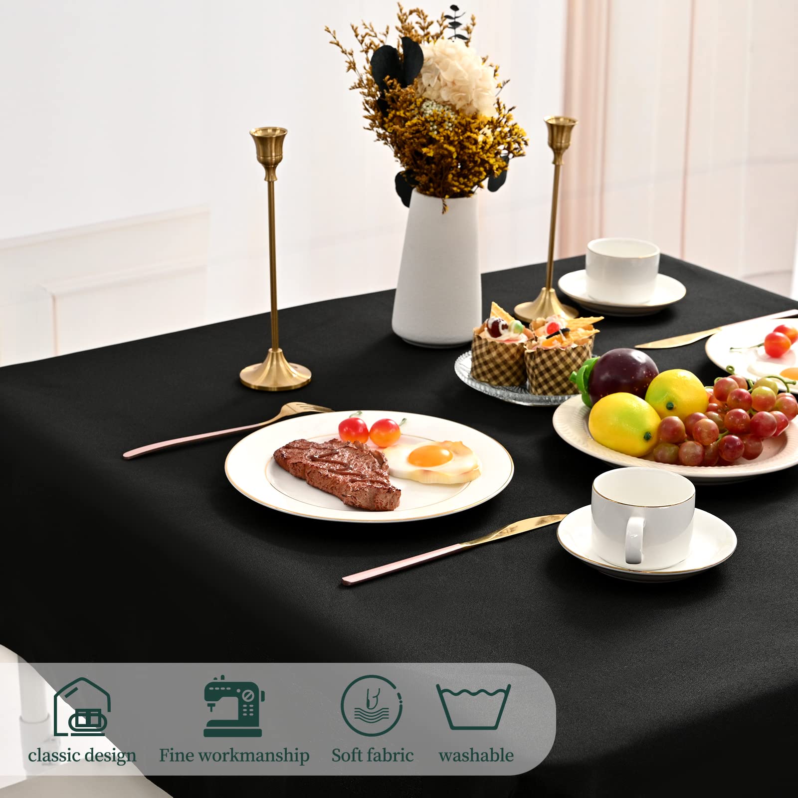 Amazon.com: 4 Packs Black Square Tablecloth,52x52 Inch Black