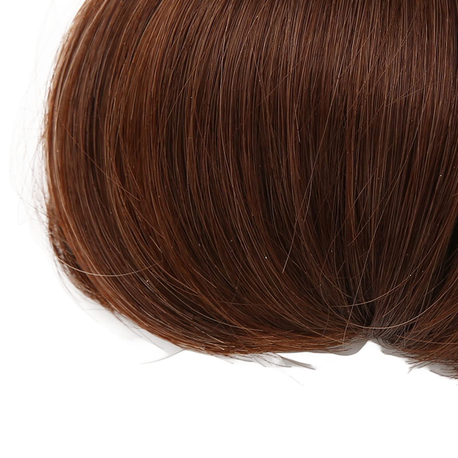 Doll Wig Hair with Bangs Flexible Short Straight Hair Doll Wig with Bangs Suitable for 1/6 Dolls Replacement (Dark Brown 6.1‑6.7 Inch) - Image 4