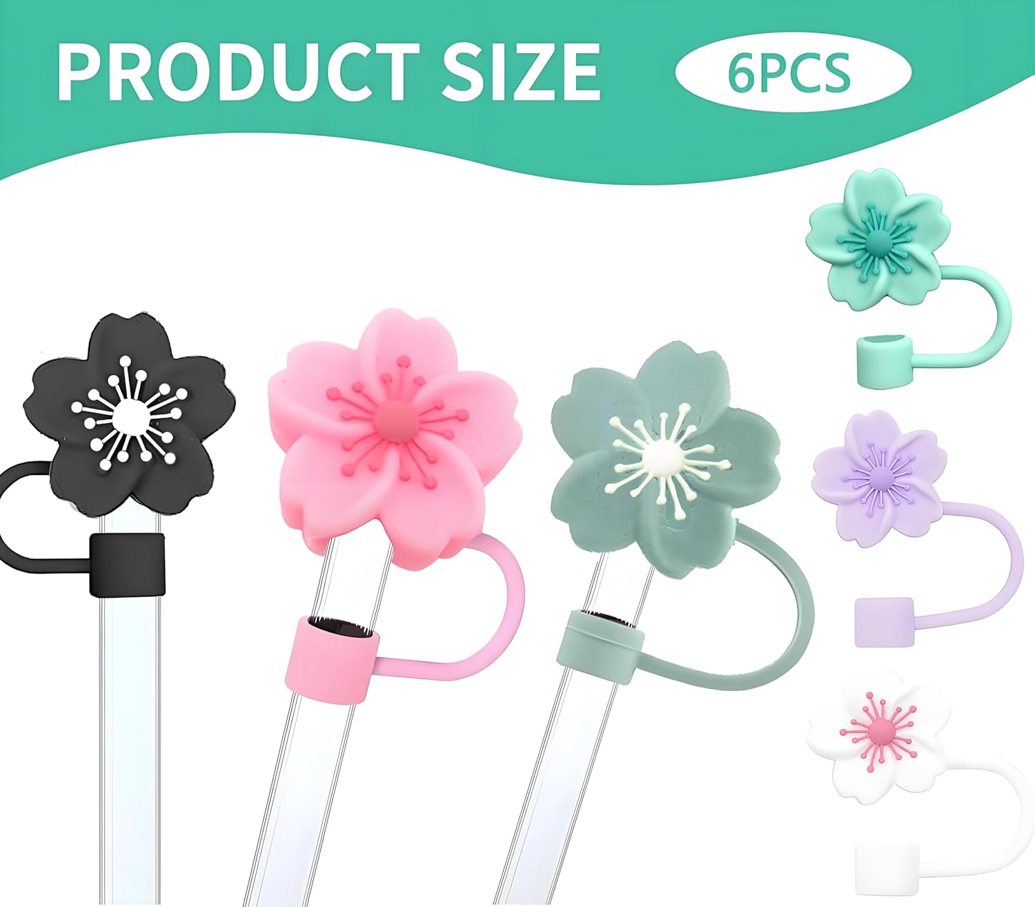 Silicone Straw Caps for 10mm Tumblers | Reusable Dust-Proof Toppers Fits Stanley 30oz & 40oz Cups Large Handle Model (mix) - Image 2