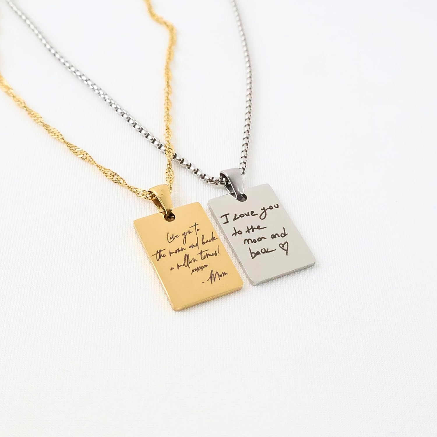 Custom Handwriting Necklace – Personalized Gold or Silver Pendant – Actual Handwriting Engraved – Stainless Steel & Real Gold Plated Chain – Waterproof – Mother’s Day Gift for Her - Image 4