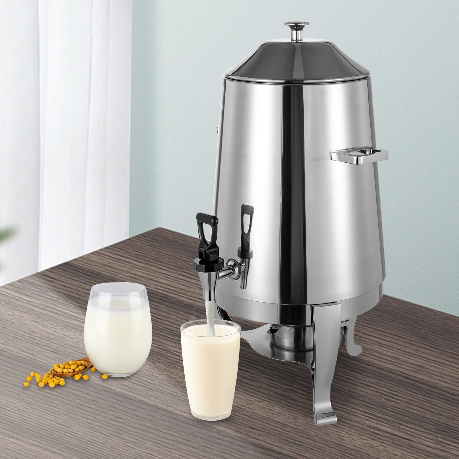 3.43Gal Hot Beverage Dispenser, Stainless Steel Electric Coffee Urn Chafer, Milk Coffee Tea Water Juice Hot Drinks Dispenser Thermos with Spigot for Parties Event Buffet Catering (Silver)