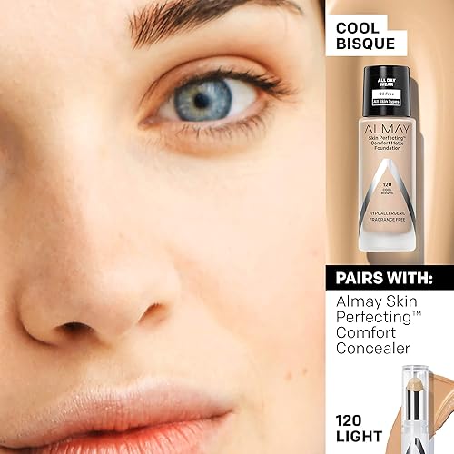 Miniatura 7 de Almay Skin Perfecting Comfort Matte Foundation - Base líquida de maquillaje mate, hipoalergénica, libre de crueldad animal y fragancia, probada por