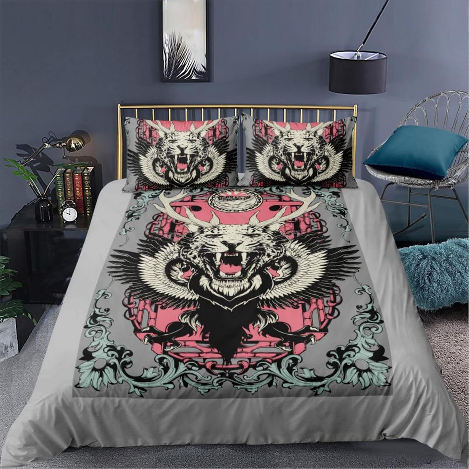 Housse de couette tigre anti-allergie 260x230 cm pour un sommeil sain sans acariens