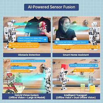 AI Vision & Voice Interaction Robot for Arduino Scratch Python Programming 17DOF Humanoid Robot Large AI Model STEM Project Education Voice Command Walking Dancing Self-Stand Up, Tonybot Ultimate kit