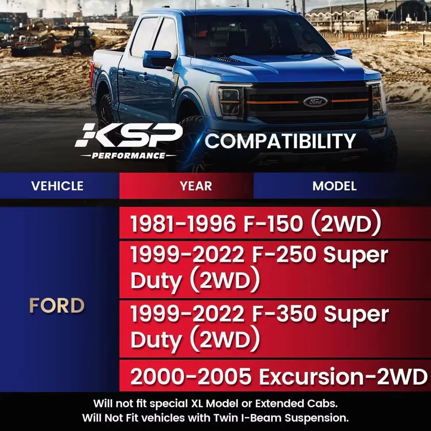 KSP 2" Lift kits for F250 F350 1999-2022, 2inch Front Lift Spacer with 3/4”Stud Extenders Compatible with F-250 F-350 Super Duty/2000-2005 Excursion, Front Leveling Kits Only Work on 2wd Truck