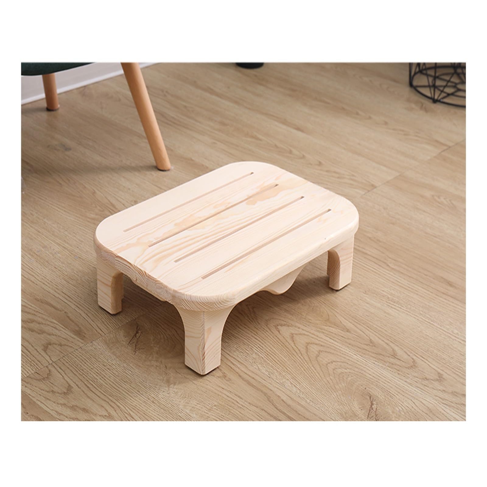 step stool, One Step Stool ，Solid Wood Material, Polished and Rounded, Non-Slip Foot Pads, Strong Load-Bearing Capacity(Wood Color)