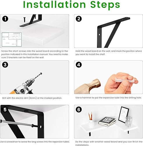 Vista 9 de NATURE'S SOURCE Corner Floating Shelves Set of 4, Corner Shelves Wall Mounted, for Bedroom Kitchen Living Room Bathroom Office- Modern