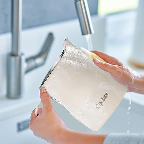 Miniatura 5 de CYETUS Jarra de espuma de leche, accesorios para café expreso, jarras al vapor, jarra de acero inoxidable para barista, suministros de barra de