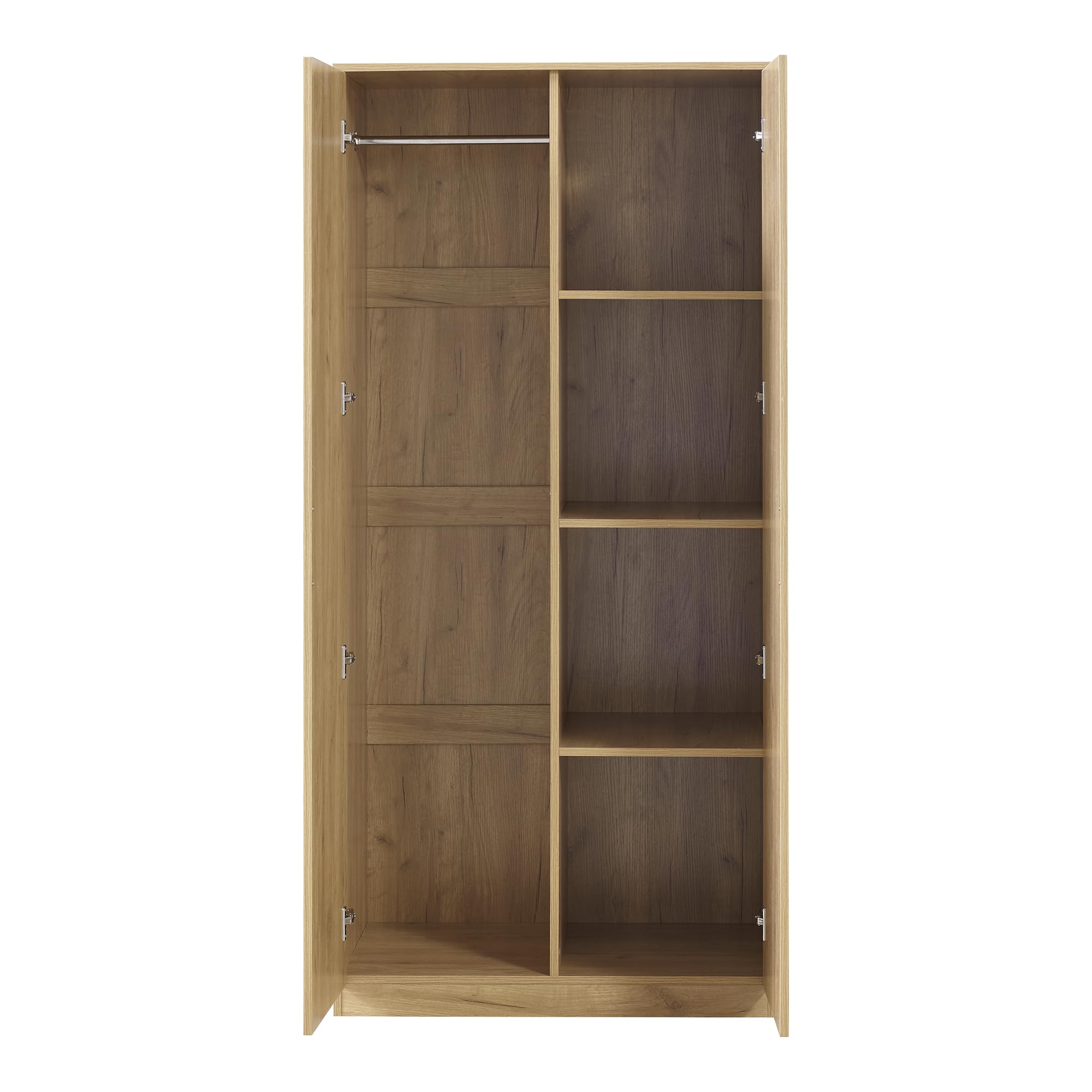 Armadio Guardaroba per Camera da Letto 4 Scomparti Asta Appendiabiti 176 x 80 x 52 cm Effetto Rovere