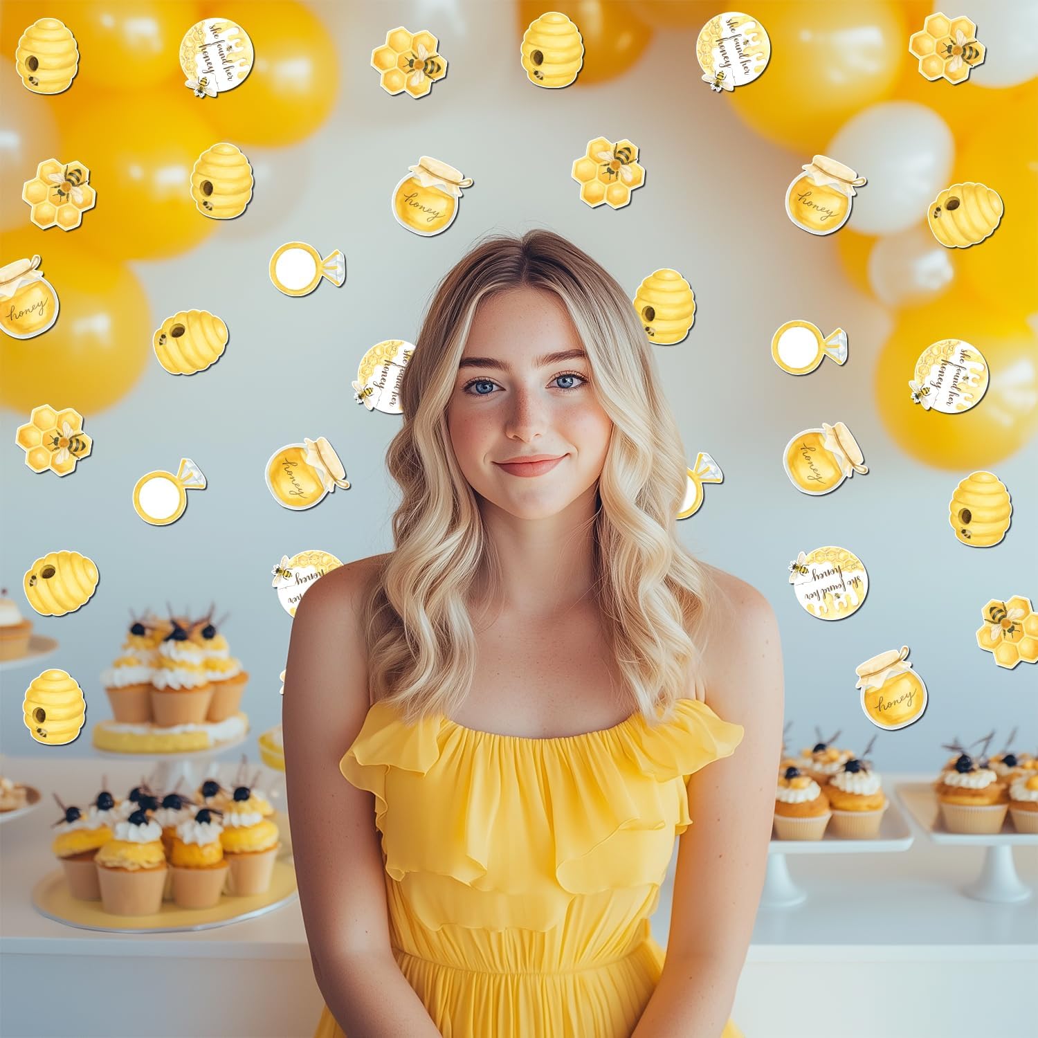 200Pcs Bee Confetti for Tables, She Found Her Honey Bridal Shower Decorations Bumble Bee Diamond Ring Table Deor for Women Honey Bee Bride to Bee Bridal Shower Engagement Wedding Bachelorette Party