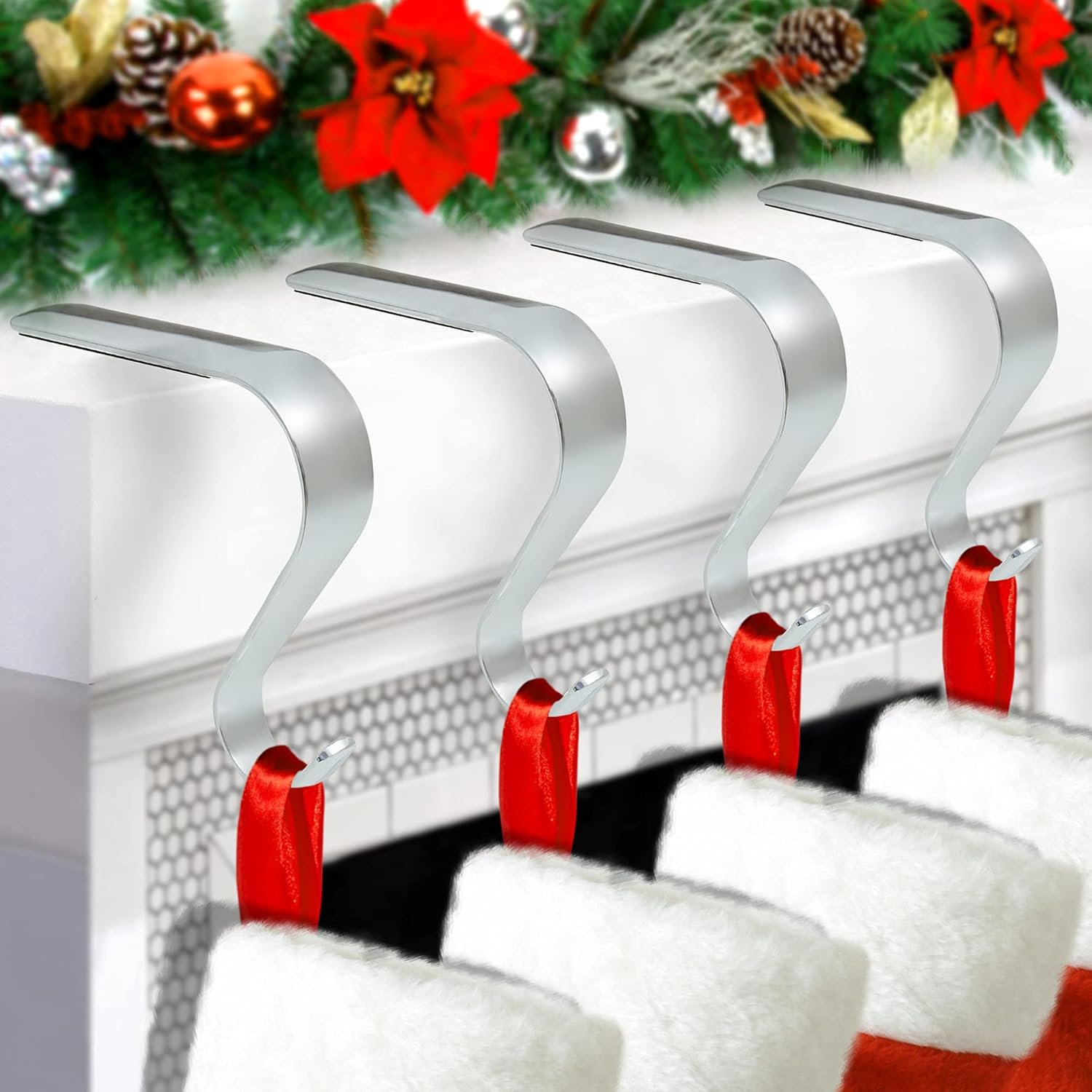 NEWURBAN Christmas Stocking Holder Christmas Stockings Hooks Non