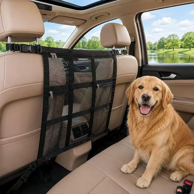 Barreira Automotiva para Cães e Gatos em Tela Dupla com Organizador Yoiilifee DCB-001, 58,42 x 58,42 cm