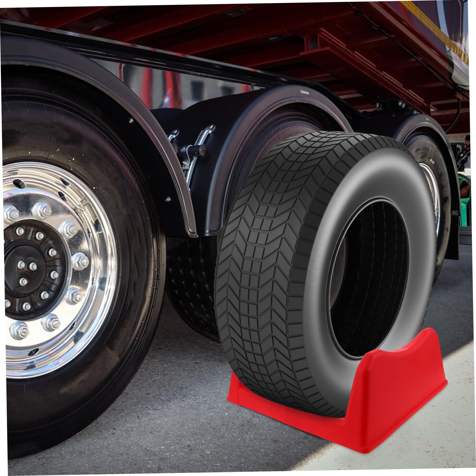 Ciieeo Support de Rangement pour Roues de Voiture et Jantes, Réglable et Portable, en Plastique Rouge, pour Garage et Atelier, Rack Empilable Multifonction, Usage Professionnel