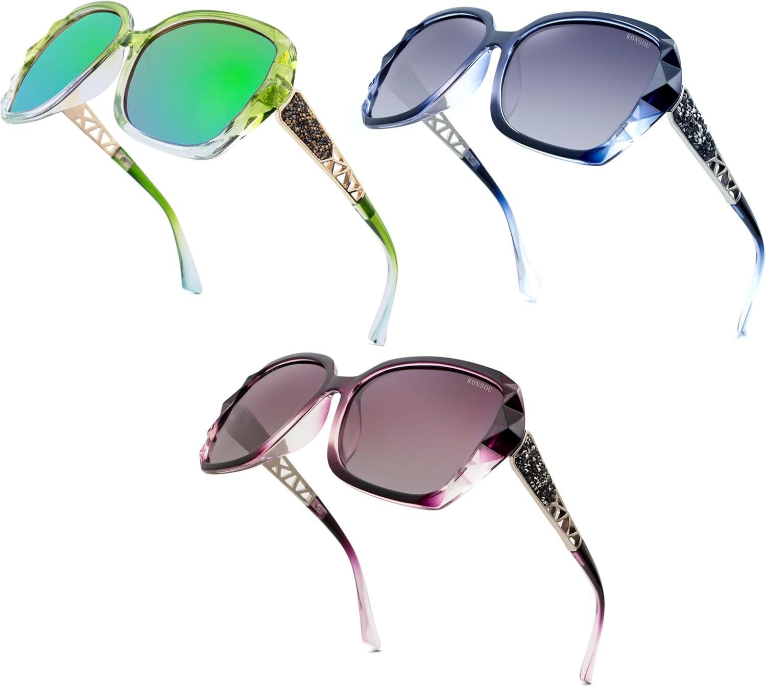 RONSOU Fashion Sunglasses for Women Oversized Polarized UV Protection Vintage Classic Sun Glasses Ladies Shades