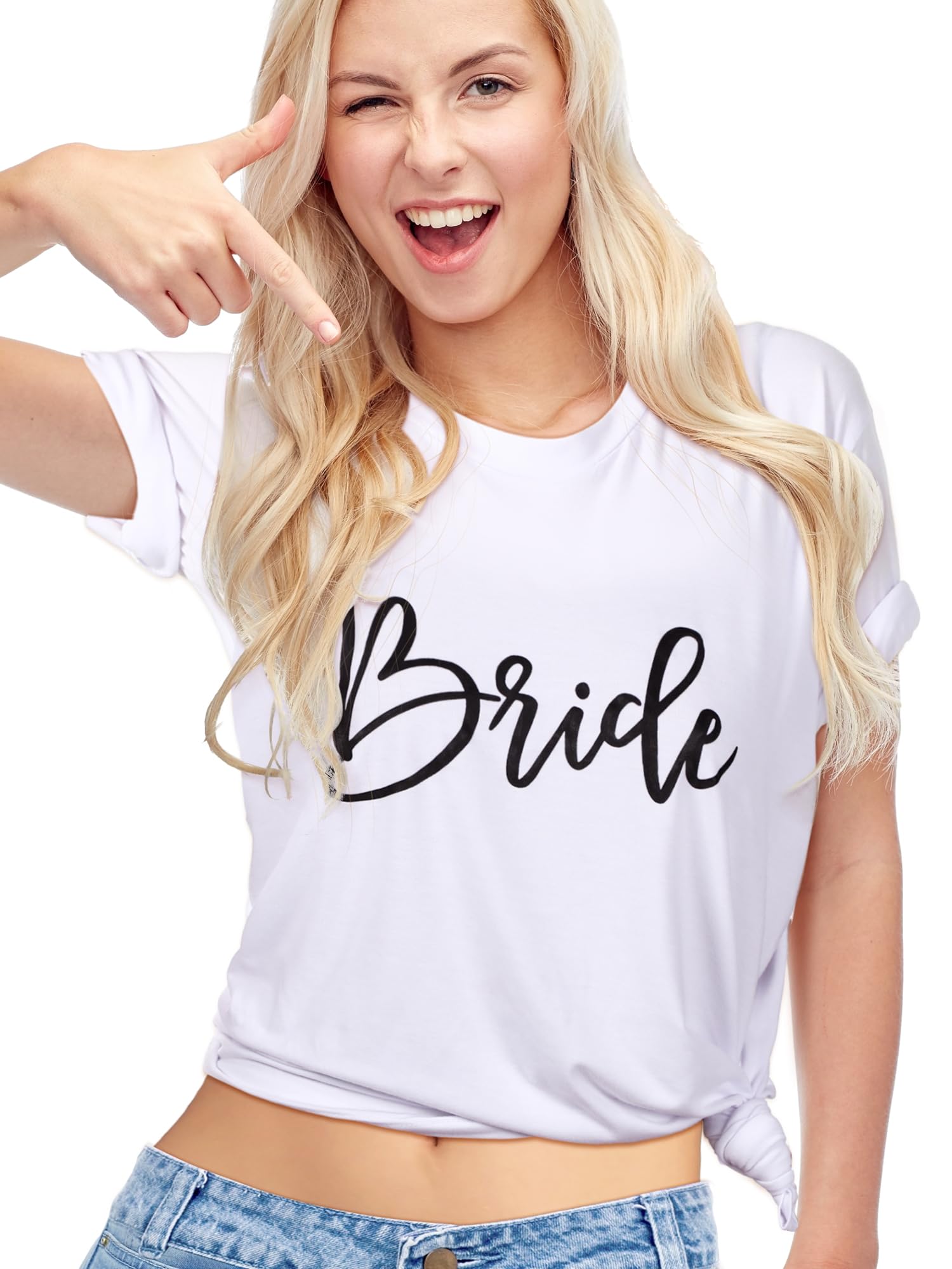 CroknitBride Shirt Women Wedding Shirt Bridal Short Sleeve T Shirt Pullover Top for Bridesmaid Bachelorette Party Vacation