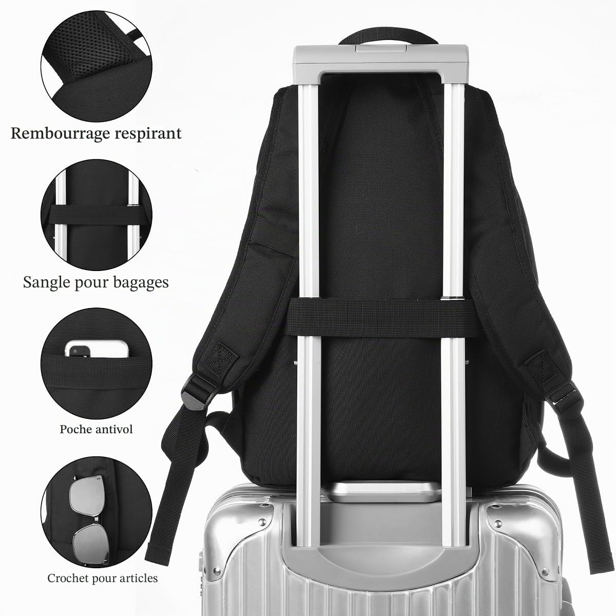 YAMTION 17,3 Pouces Sac à Dos Femme Homme pour Ordinateur Portable,Sac d'École Sac Scolaire Fille pour Lycée Collège Garçon avec Chargeur USB