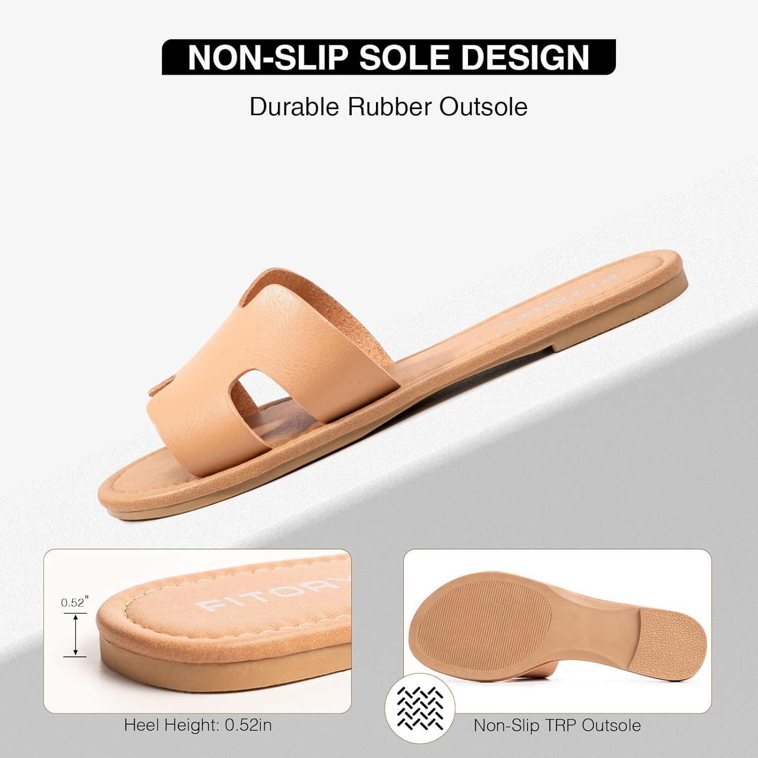 FITORY Women's Comfortable Dressy Leather Flat Sandals - Stylish & Beautiful Summer Slides Size 6-11 - Image 4