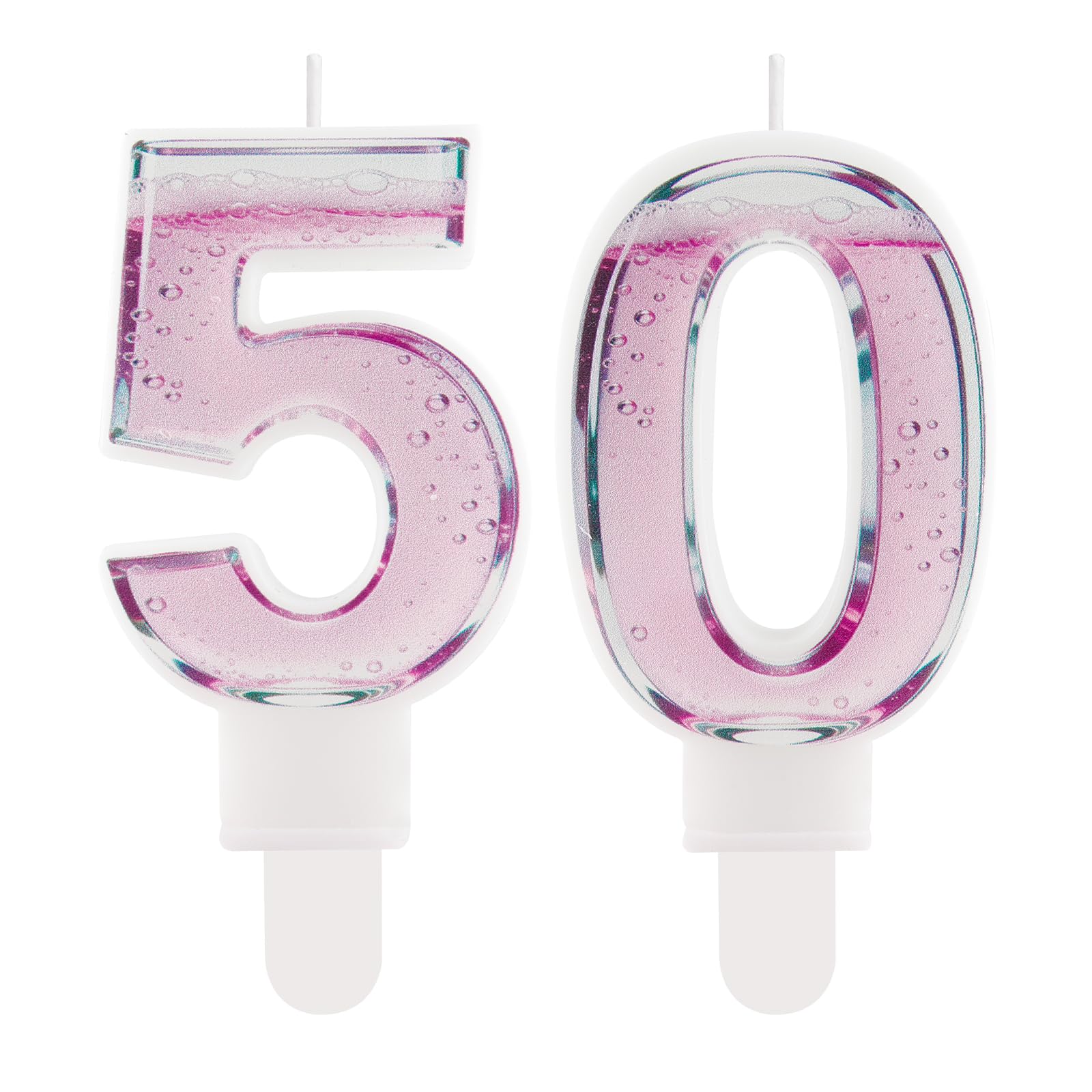 Funny Rosé Champagne Themed Birthday Candles - Number 50 Pink Cocktail Cake Topper Decorations, Sparkling Wine Candles 50 for Women, 18th 21st 30th 40th 50th Birthday Gifts for Mum Her Best Friend