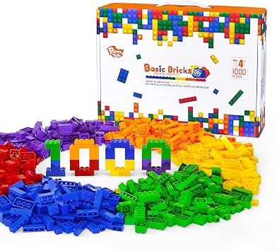 Pairez Toys 1000 Piece Blocks for Building, Bulk 2x4 Basic Bricks Building Set, Compatible with All Major Brands, STEM Building Toys for Kids Ages 4 5 6 7 8 Rainbow