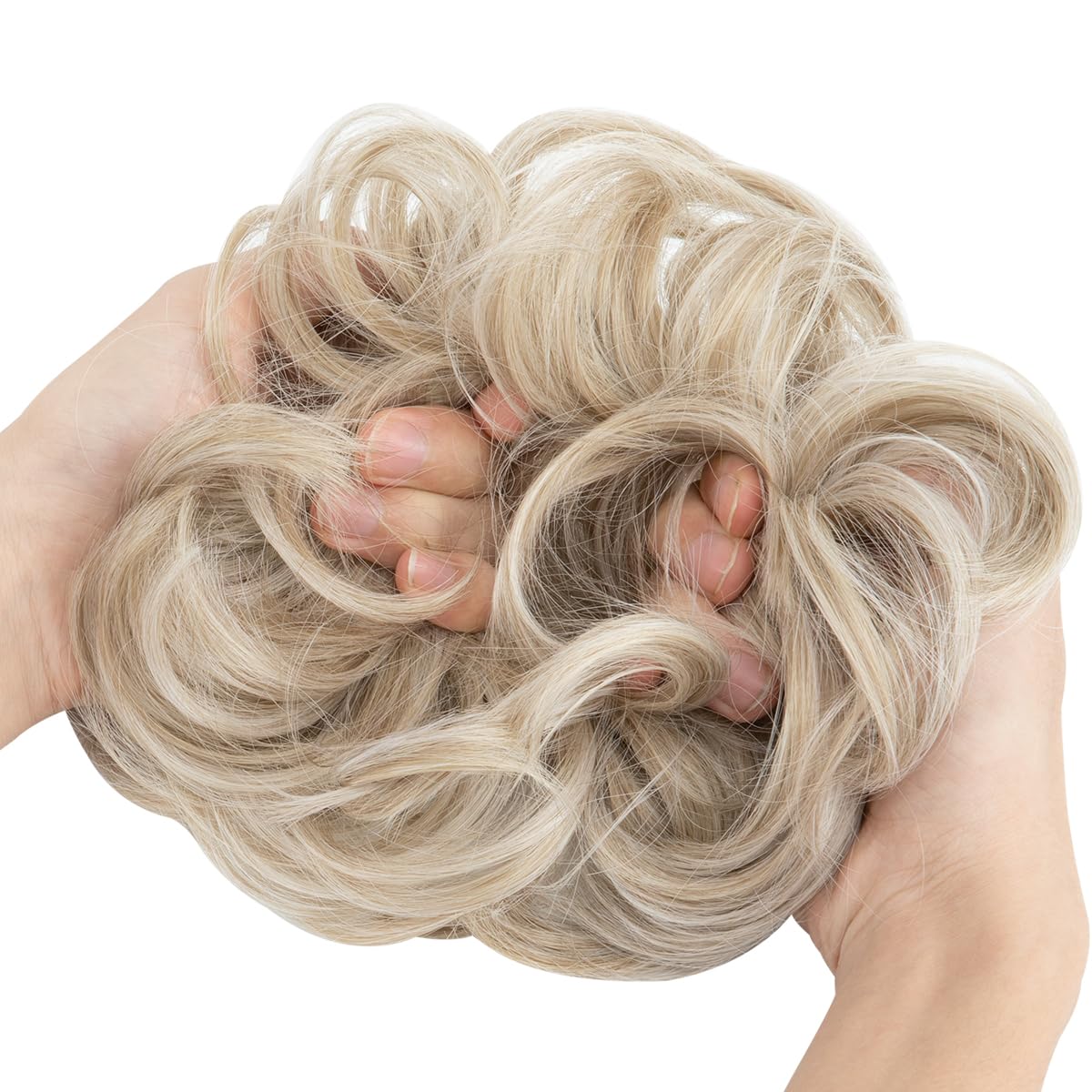 SARLA Messy Bun Hair Piece for Womens Synthetic Scrunchies Buns Extension Hairpieces Updo Pony Tail Ivory Grey - Image 3