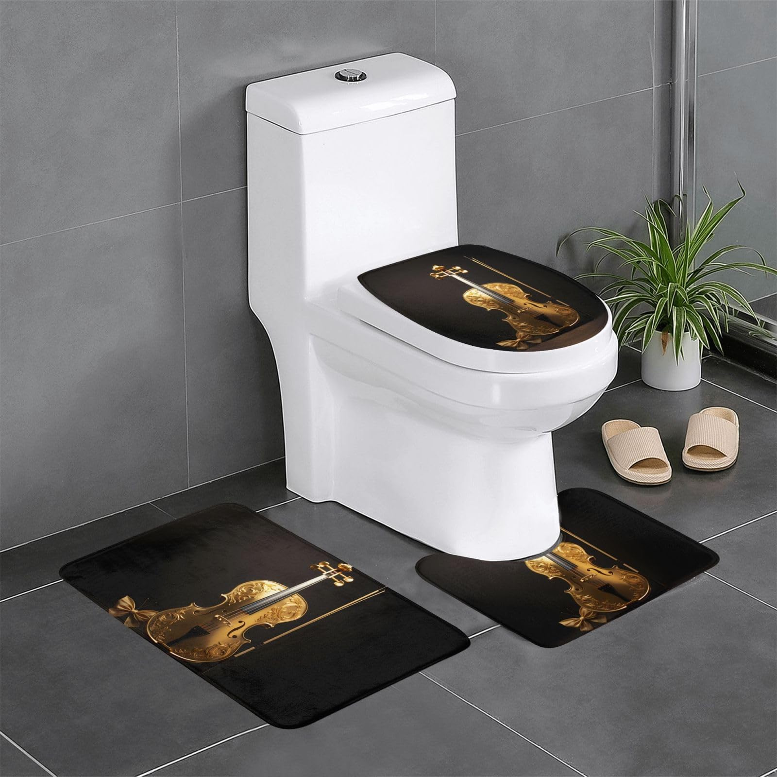 Tapis de salle de bain antidérapants lot de 3 avec motif papillon pour une sécurité maximale