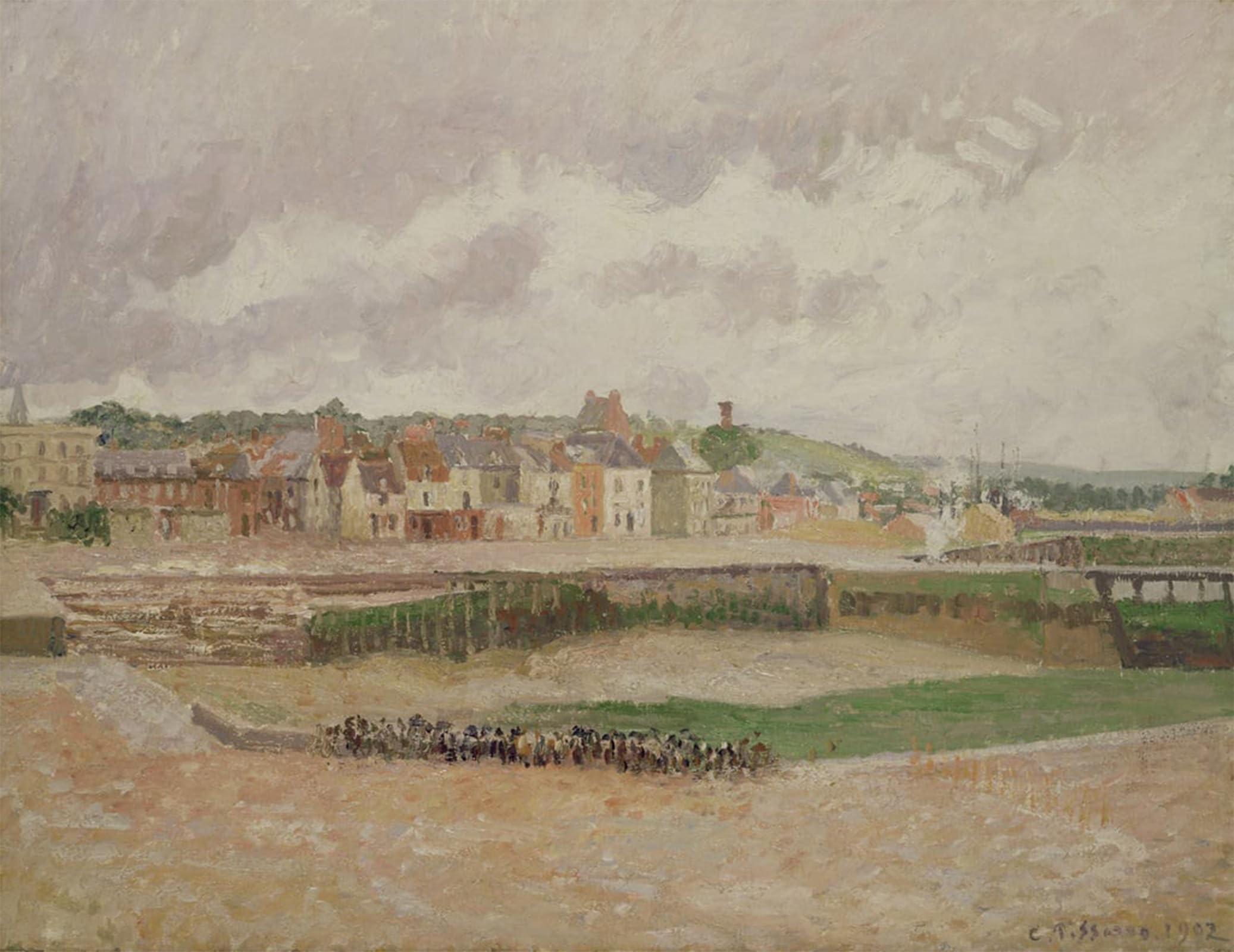 HRJUBWREE Famous Paintings Pictures Artwork Picture Dieppe the Duquesne Basin by Camille Jacob Pissarro Photo Wall Print for Office Decor 60x90cm