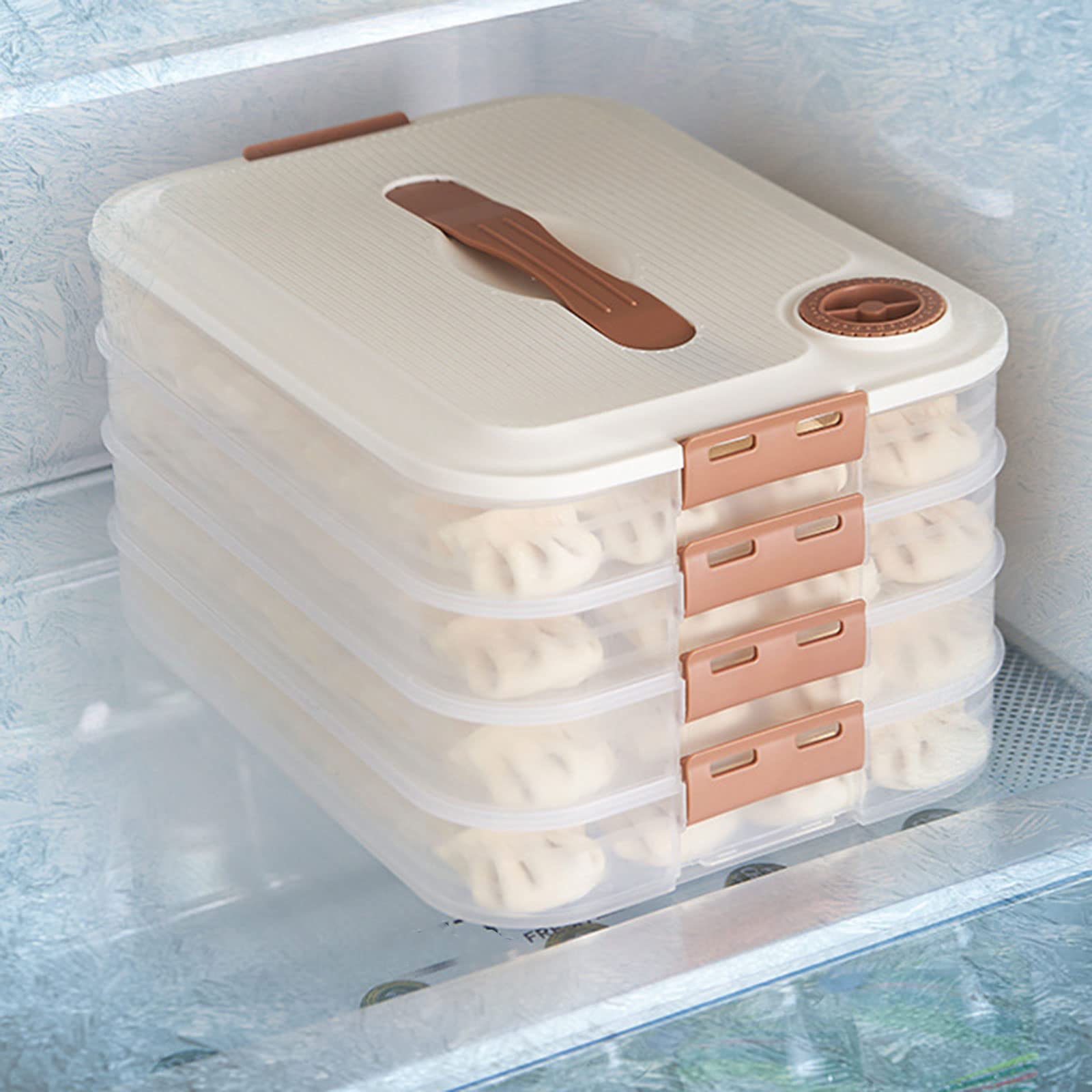 goodluxx Contenitore multistrato per ravioli con coperchio, contenitore organizzativo per cucina, cibo, verdure, ravioli croccanti, 4#