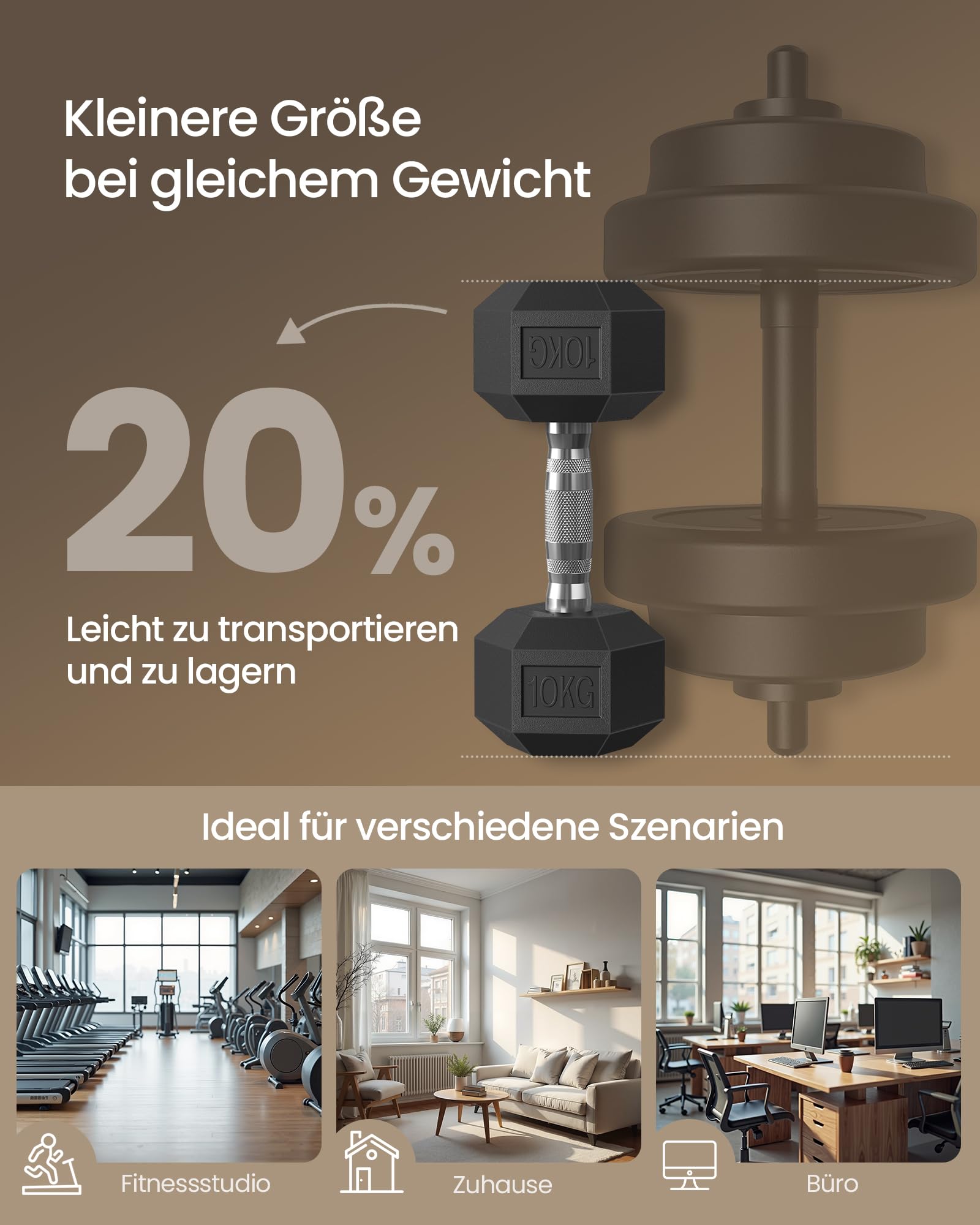 SONGMICS Hantelset, Hanteln 2er Set, Hexagon, Kurzhantel-Set, 2 x 5 kg,2 x 10 kg,für Workout, Fitnesstraining, Gewichtheben für Zuhause, Fitnessstudio