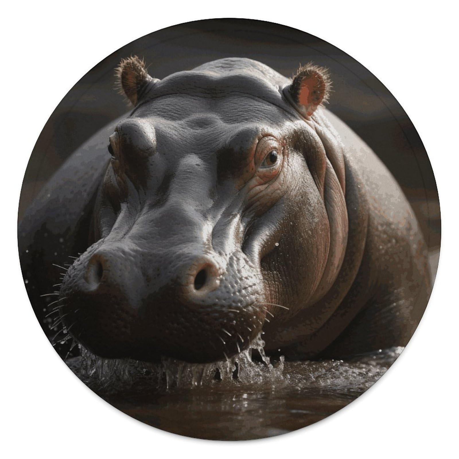 Hippo Blanket Novelty Round Tapestry Super Soft Flannel Mom Blanket Cozy Beach Throw Tapestry Lightweight Thick Throw Blankets for All Seasons Diameter 59.1 in